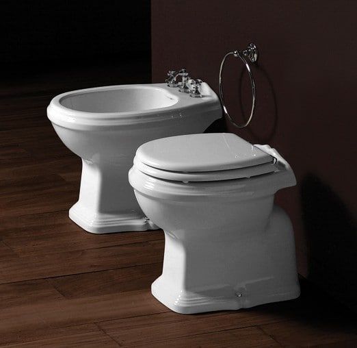 Simas Arcade sanitari bagno a terra, vaso, bidet e coprivaso