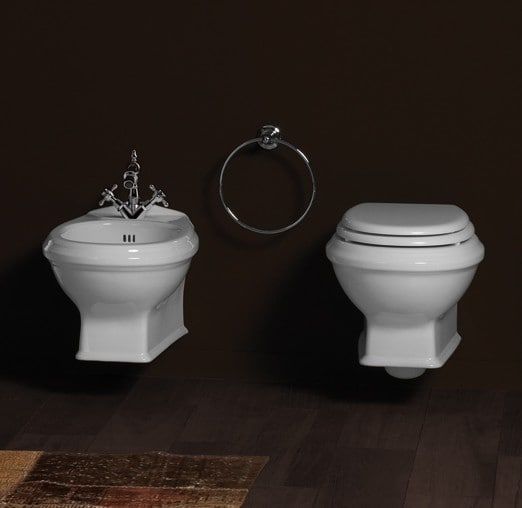 Simas Arcade sanitari bagno sospesi, vaso, bidet e coprivaso soft-close