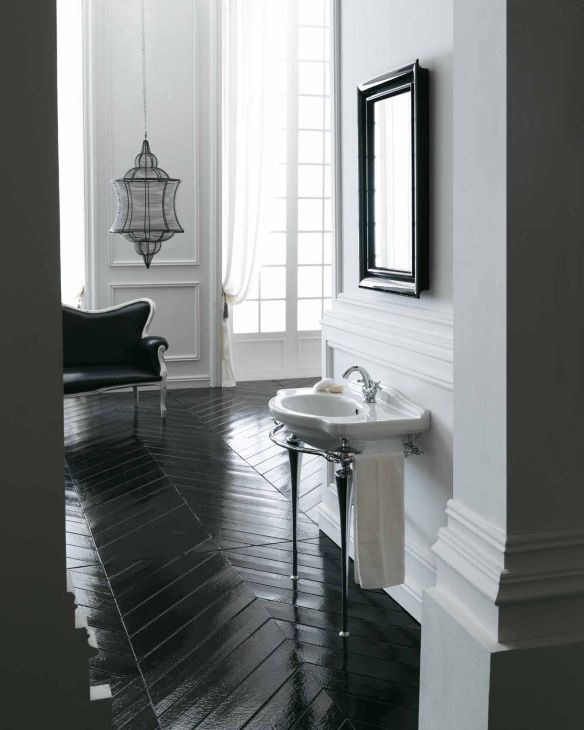 Galassia Ethos Lavabo 75 cm con struttura a pavimento in ottone cromato