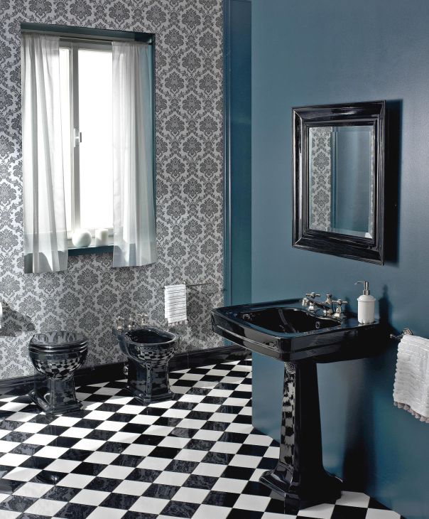 Sbordoni Neoclassica Lavabo 69 cm con colonna in ceramica colore nero